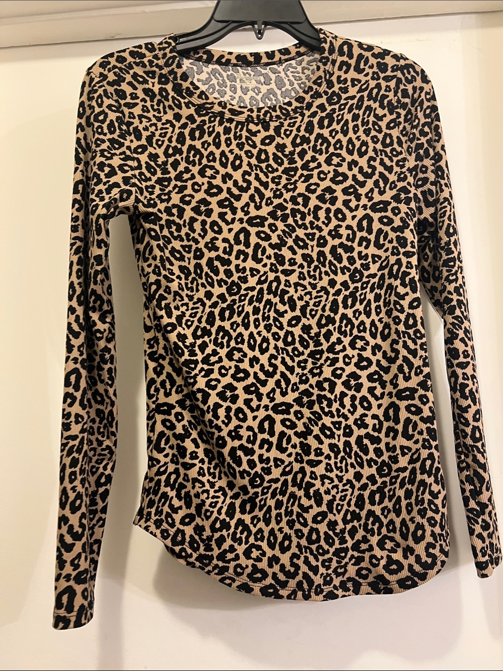 No Boundaries Leopard Print Long-Sleeve Top - Black & Tan